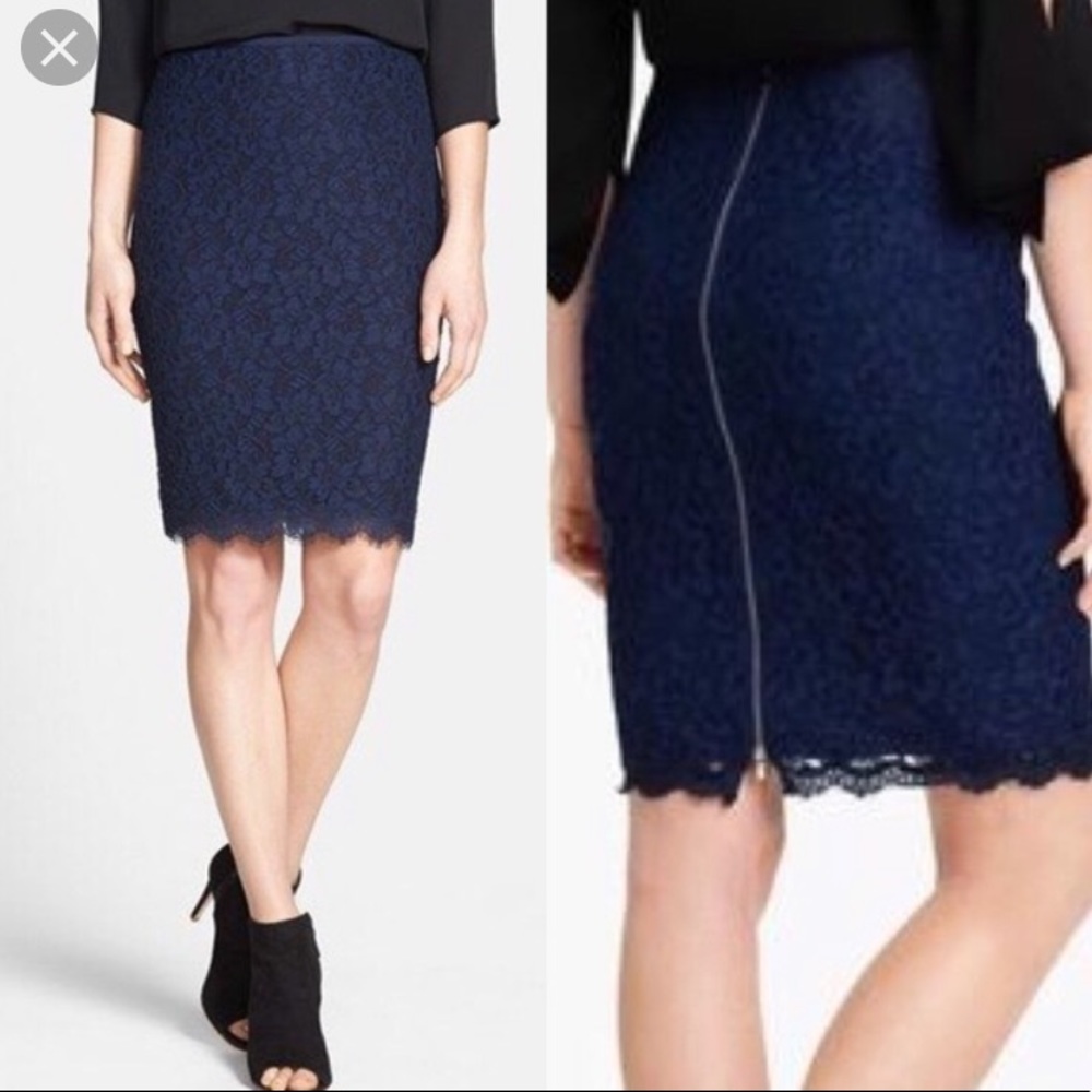DVF Navy Pencil Skirt